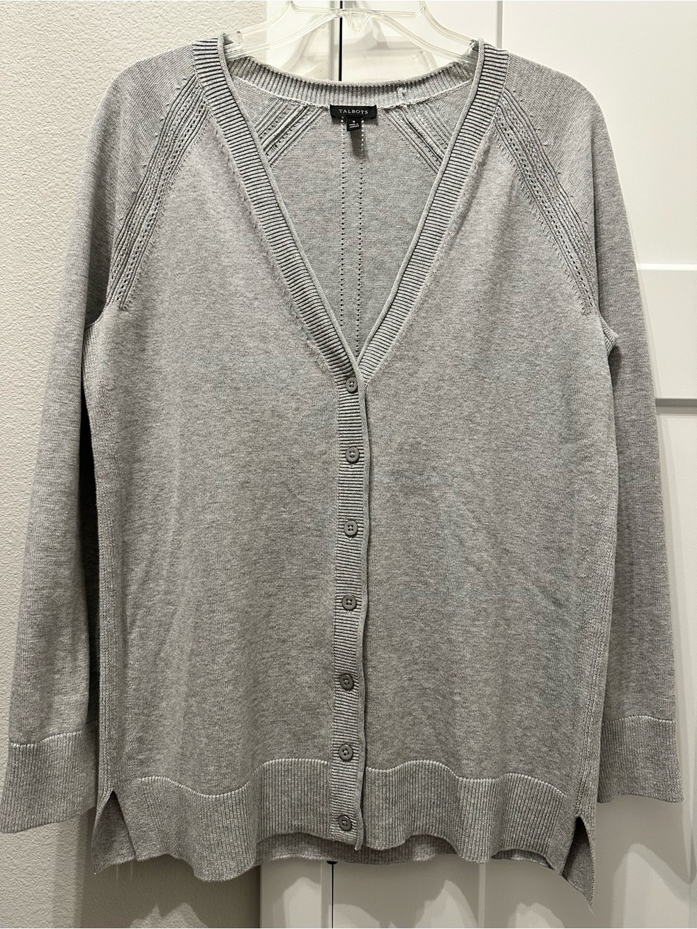 Talbots Gray V-Neck Button Front Cardigan size S